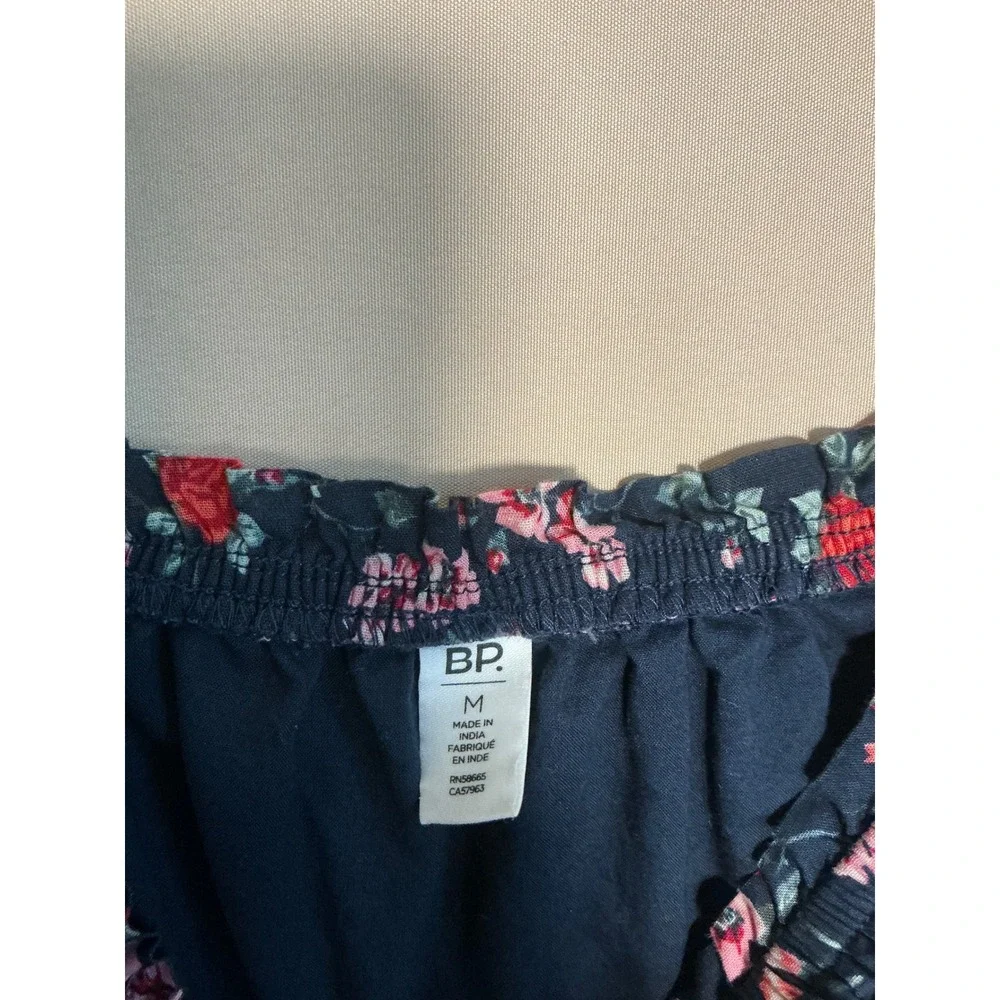 BP Floral Long Sleeve Dress Kids Medium Navy Blue Excellent Smocked Square Neck